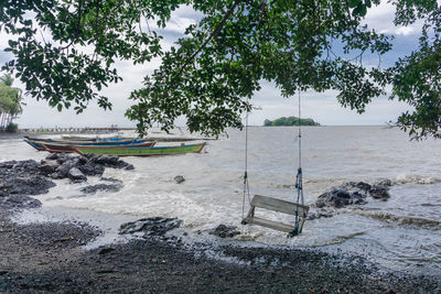 Scenic view of beach against sky