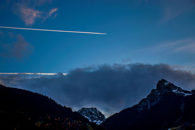 Scenic view of mountains against cloudy sky