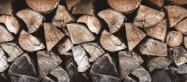 Full frame shot of logs in forest