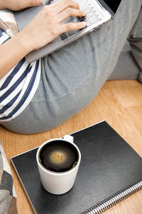 Coffee cup on table