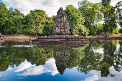 Reflection of temple in lake