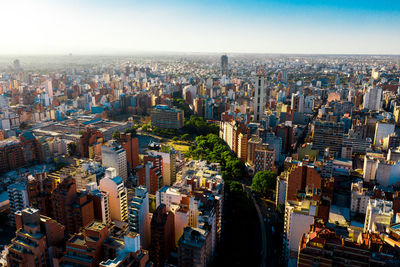 High angle view of buildings in city