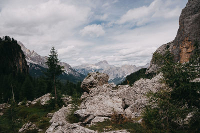 Scenic view of rocky mountains against sky