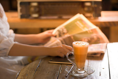 Close-up of tea cup on table