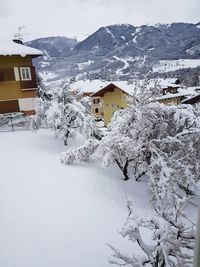 Aerial view of snow covered landscape