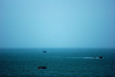 Scenic view of sea against clear sky