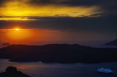 Scenic view of sea at sunset