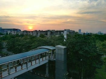 View of city at sunset