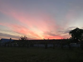 Scenic view of field against sky during sunset