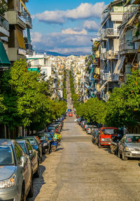 Road passing through city