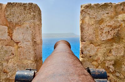 Low angle view of fort against sky