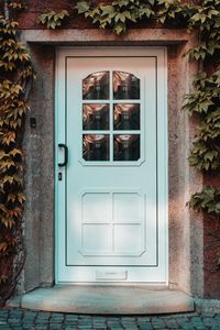 Closed door of building