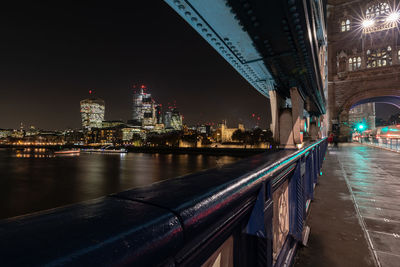 Illuminated buildings in city at night