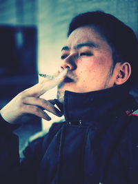 Man smoking cigarette