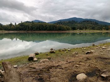 Scenic view of lake against sky