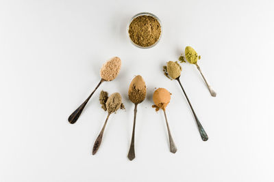 High angle view of food on white background