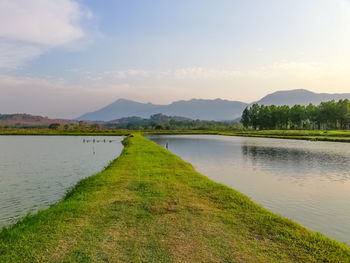 Scenic view of lake against sky