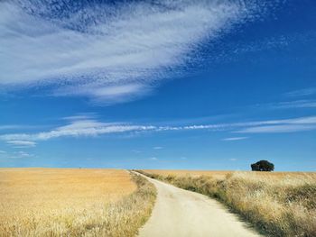 Road amidst field against sky