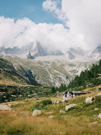 Scenic view of mountains against sky