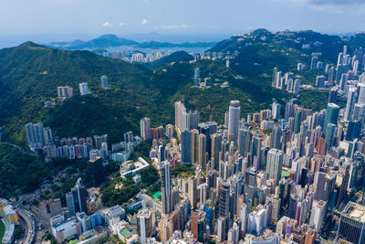 Aerial view of modern buildings in city