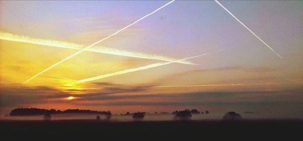 Scenic view of landscape against sky at sunset