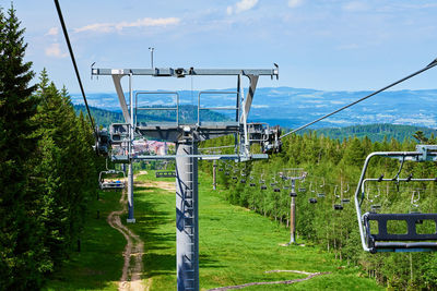 Mountains with open cable cars lift, karpacz, poland