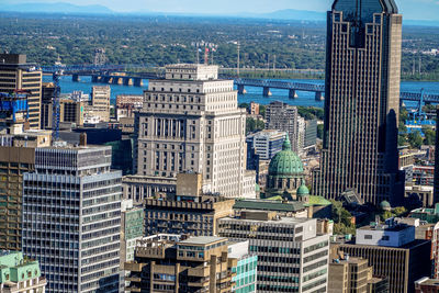 High angle view of cityscape against sky