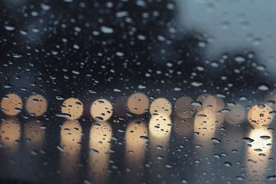 Full frame shot of raindrops on window