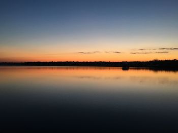 Scenic view of calm lake at sunset