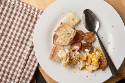 High angle view of breakfast in plate