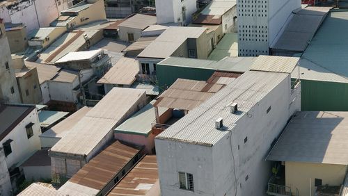 High angle view of residential buildings