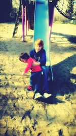 Girl playing in playground