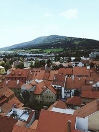 High angle view of townscape against sky