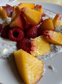 Close-up of fruits in plate