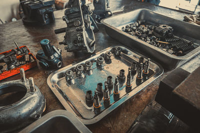 High angle view of machinery