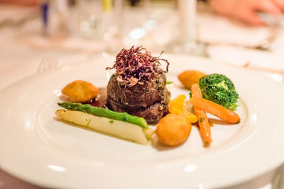 Close-up of meal served in plate