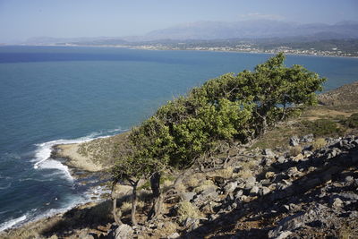 High angle view of sea against sky