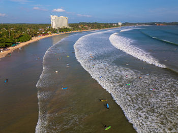 High angle view of beach against sky