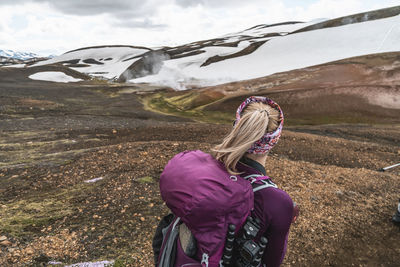 Female backpacker in highlands