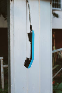 Close-up of door handle on wall