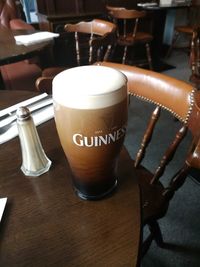 Close-up of coffee served on table