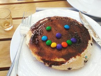 Close-up of served cake in plate