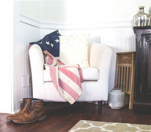 Shoes on sofa at home