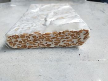 High angle view of bread on table