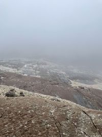 Scenic view of landscape against sky during winter