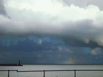 Scenic view of sea against cloudy sky