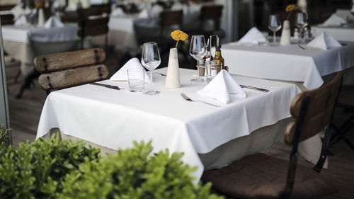 Table and chairs in restaurant