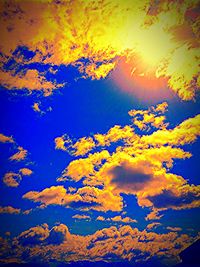 Low angle view of trees against blue sky