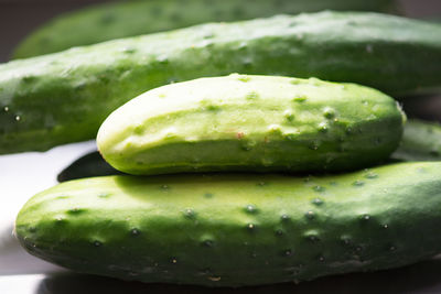 Close-up of cropped cucumbers