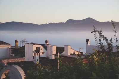 Scenic view of mountains against clear sky